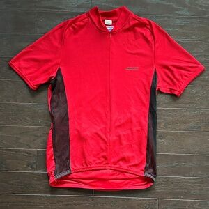 Red Cycling Jersey with Black Accents